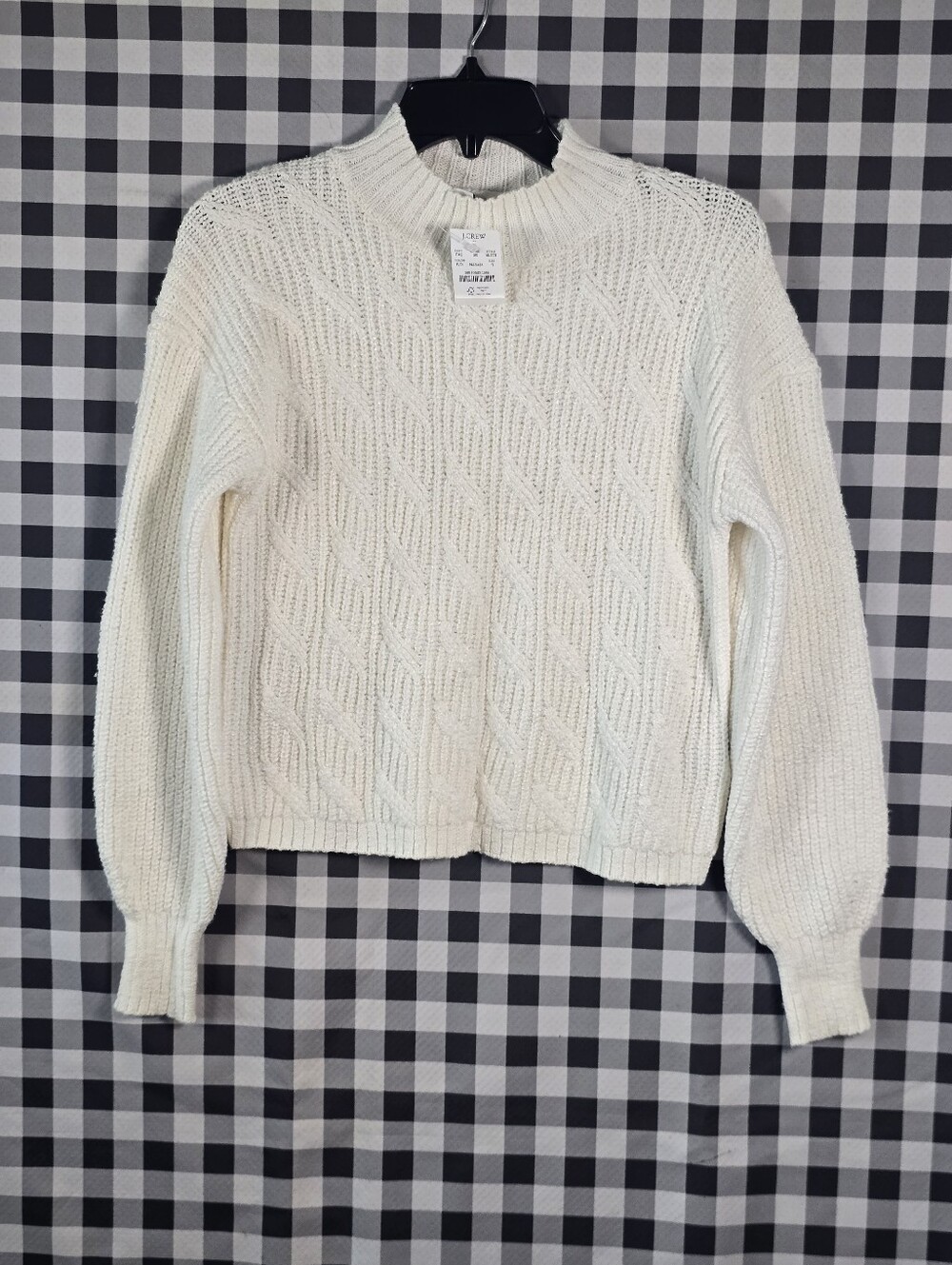 J.Crew NWT Cable Knit Sweater Women S Ivory Mock Neck Cotton Blend $98 Cozy